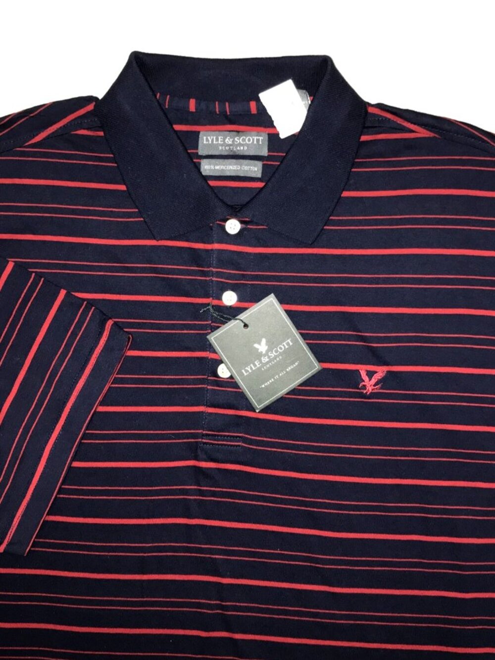 Men's Lyle & Scott Striped Short Sleeve Polo-Size: 2XL